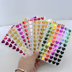 600pcs/10 sheets Laser Hearts Love Stickers Glitter Adhesive Heart Sticker Labels for Student Planner Scrapbook Valentine's Day