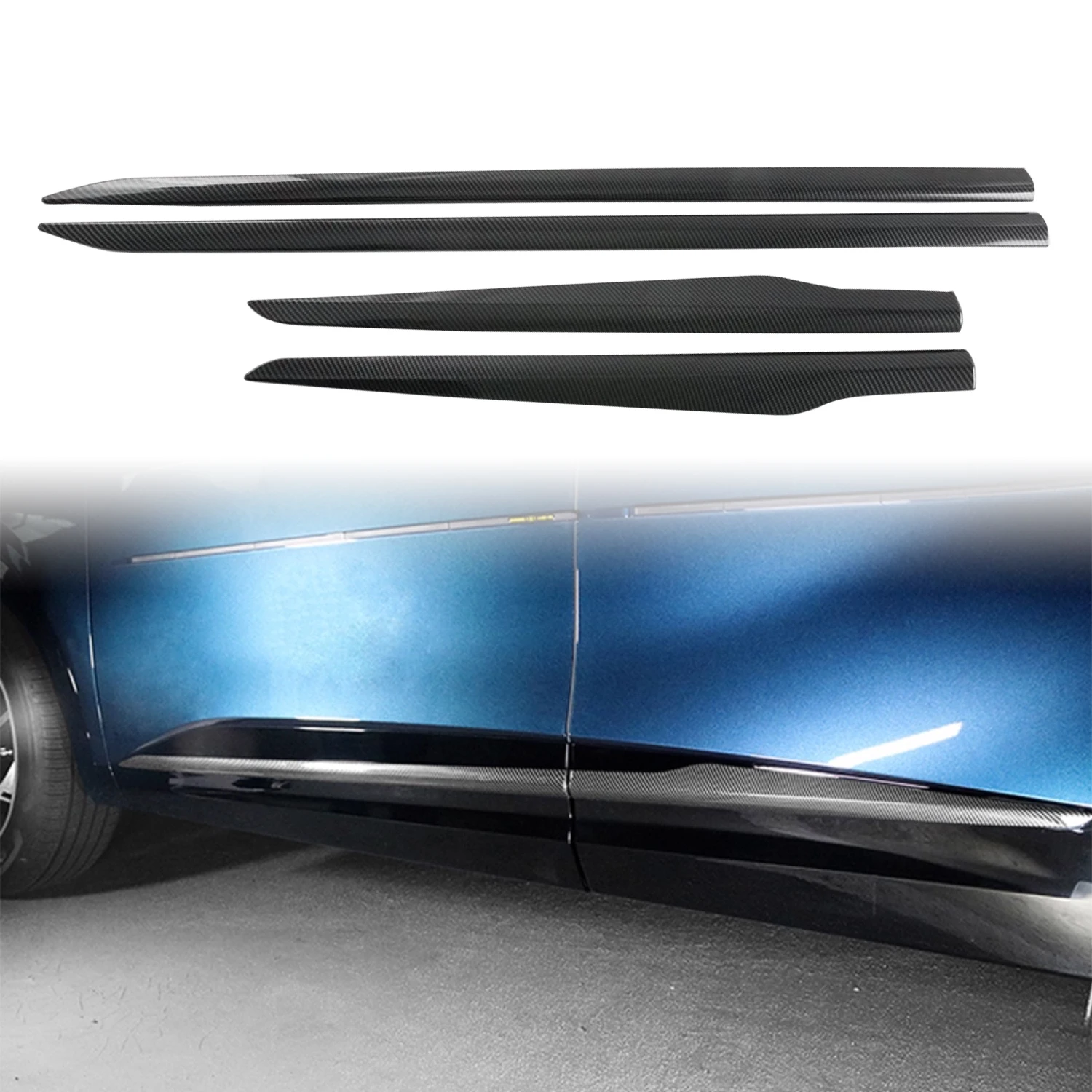

For Kia Sportage 2023 2024 2025 Carbon Style Exterior Side Door Body Molding Strips Decor Cover Trim ABS Car Accessories 4pcs