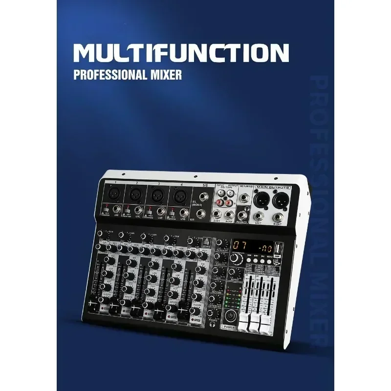 Audio Mixer with Effects for Professional Beginners 4 Channle Stereo Input Live Streaming 8 Channel Mixer Stereo Mixer