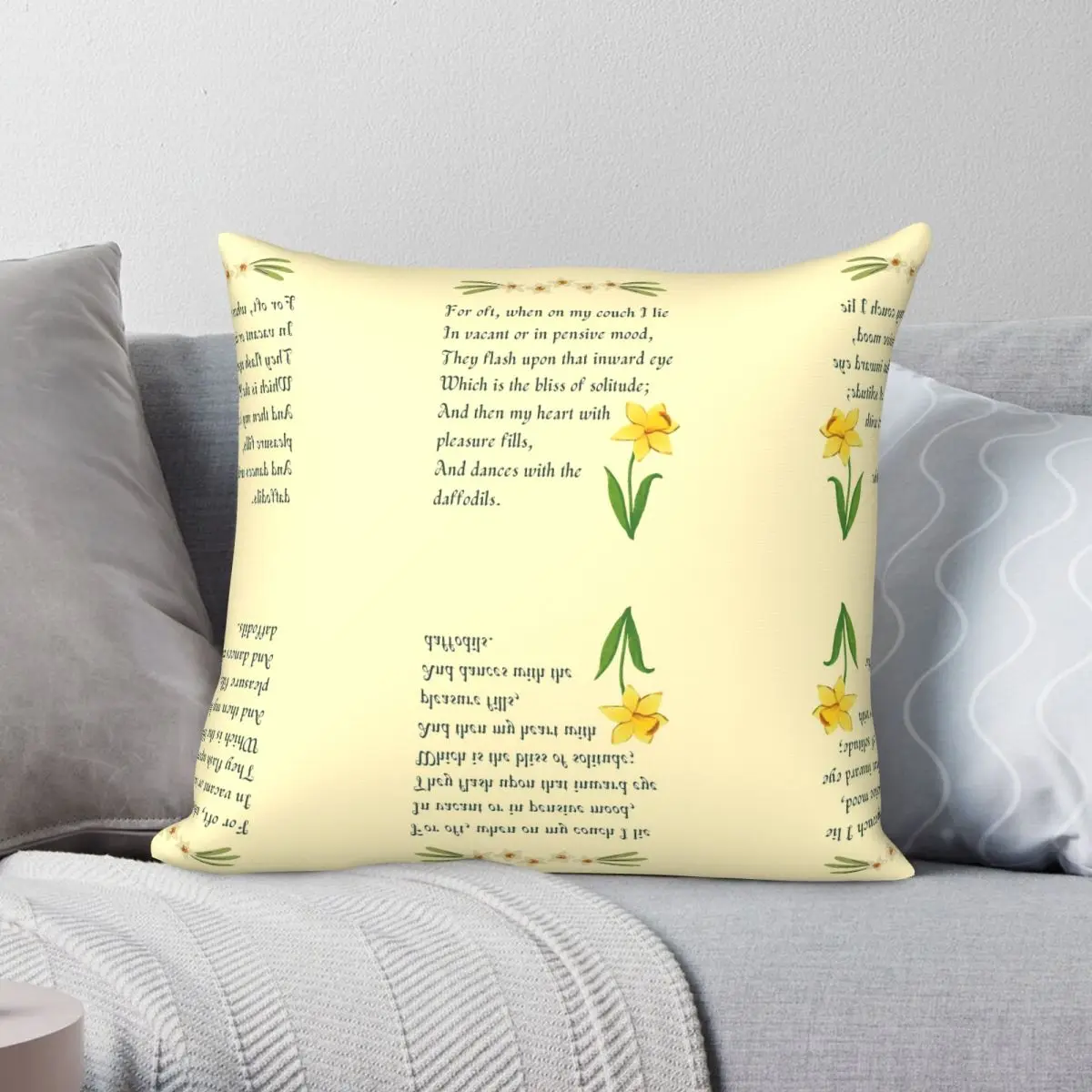 Dances With The Daffodil Beautiful Word Pillowcase Polyester Linen Velvet Pattern Zip Decor Pillow Case Bed Cushion Cover 18