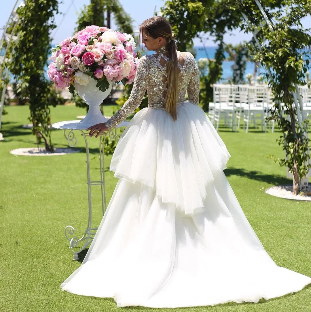 

Charming Women Overskirt To Party White Tulle Tutu Skirts Tiered Tulle Maxi Long Skirts Sweep Train Custom Color And Size