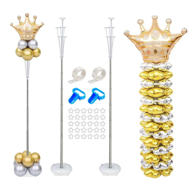 Balloon Column Stand Kit Set 9 Feet Height Adjustable Metal Balloon Tower Pillar for Graduation Wedding Party Decoration