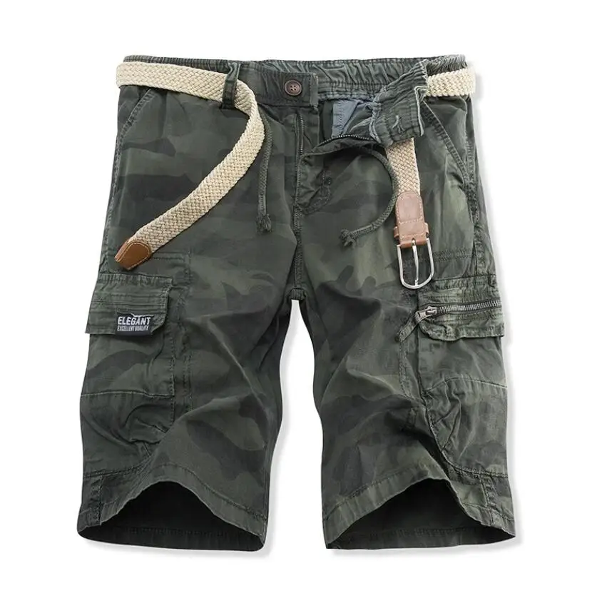 Men Camouflage Cargo Shorts New Summer Man Military Multi Pocket Loose Cargo Pants Male Cotton Casual Tool Shorts High Quality