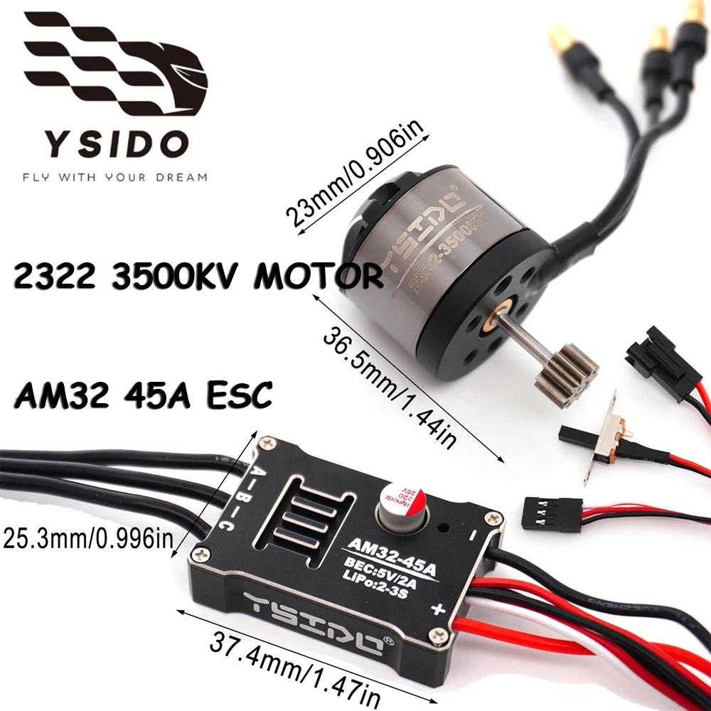 

YSIDO 2322 3500KV Бесщеточный двигатель Металл AM32 45A ESC Бесщеточный силовой комбинированный для 1/12 RC автомобиля Гусеничный MN78 MN168 MN82 MN99S Запчасти