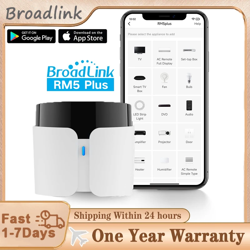 

BroadLink RM5 Plus умный пульт дистанционного управления Wi-Fi RF IR Bluetooth шлюз контроллер таймер голосовое управление работает для Alexa Google Home