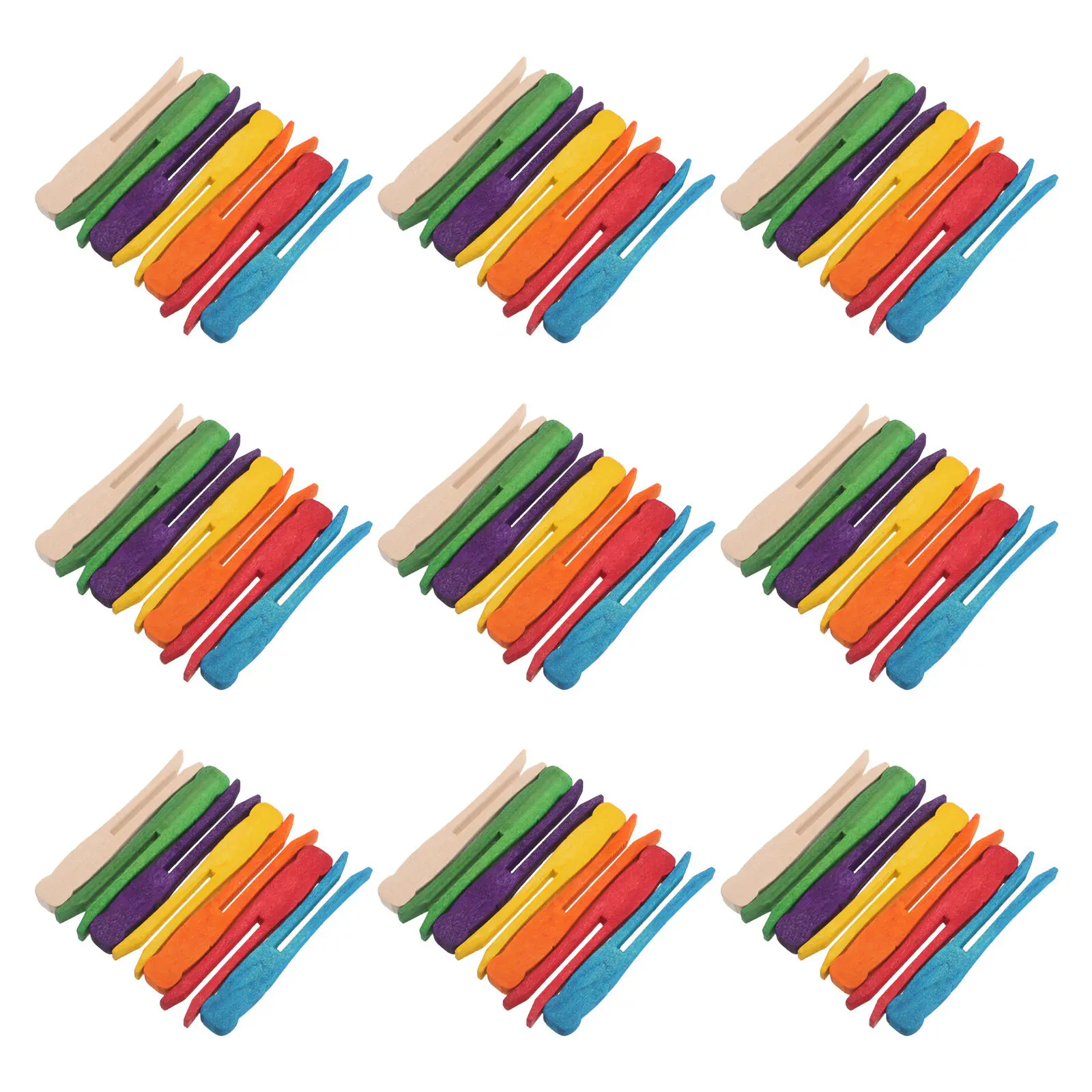 100Pcs Vibrant Wooden Photo Clips Flat Barrette Style Laundry Pins 95Mm for Crafting DIY Sewing Accessories Holiday Decor