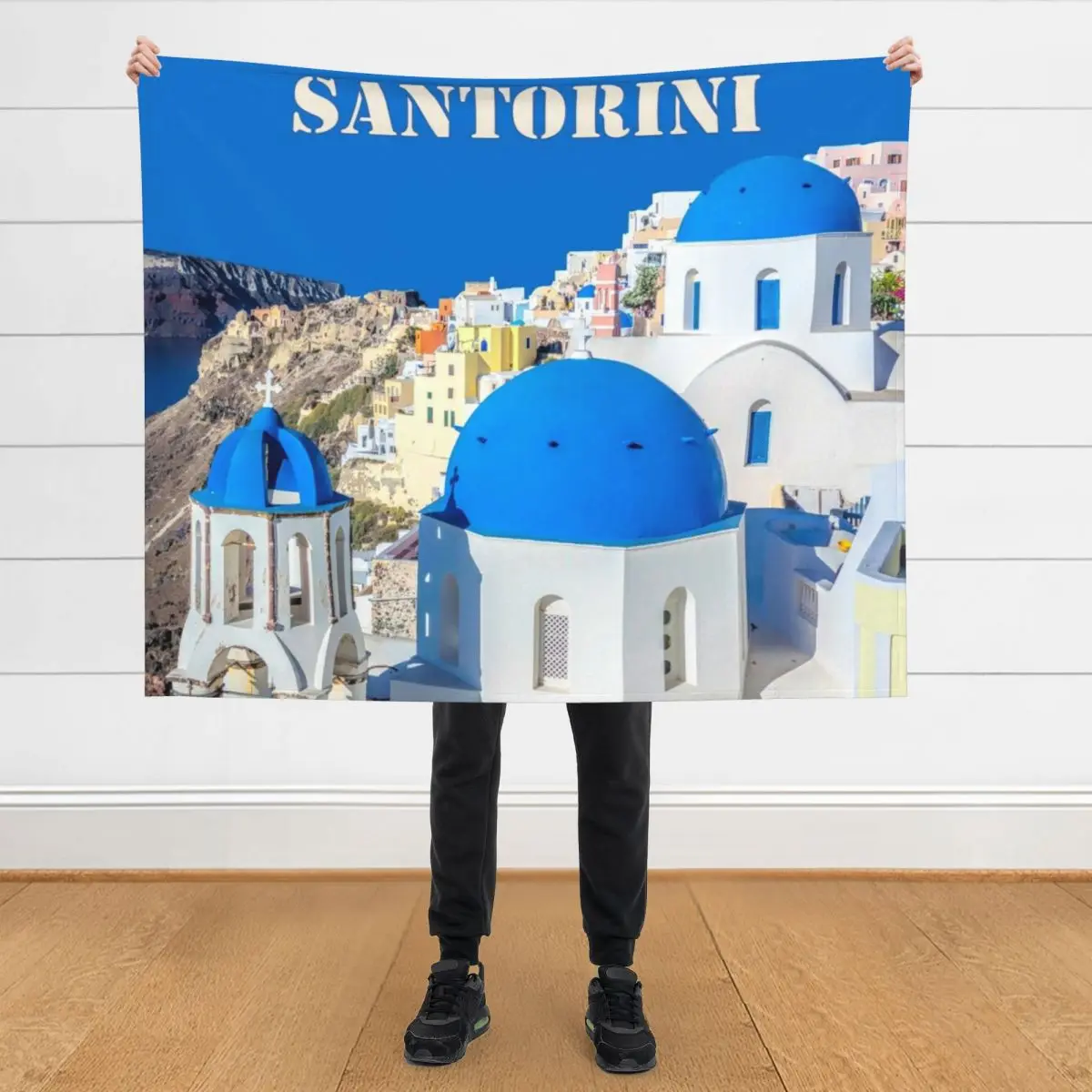 

Santorini Island Throw Blanket Soft Beds Nap Stuffeds For Sofa Thin Blankets