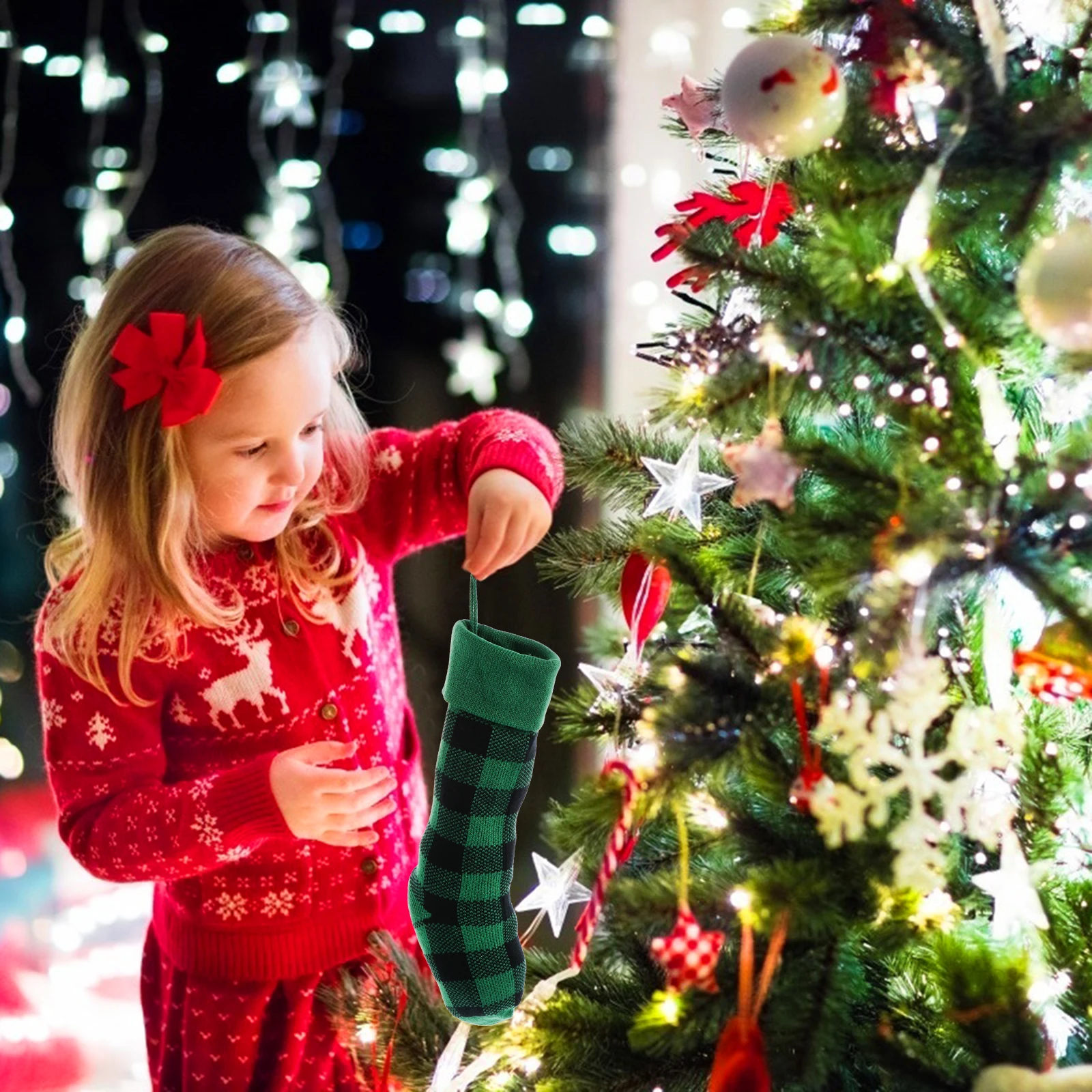 

Christmas Socks Acrylic Child Cartoon Stockings Hanging Decorations Gifts Bag Sock Pendant Party DIY