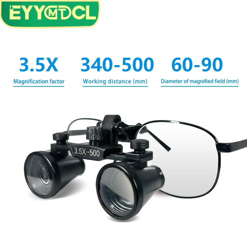 

EYY Dental Binocular Magnifier 3.5X Ultra-lightweight Loupe 340-500mm Adjustable Surgery Magnifying Glass Dental Surgery Tools