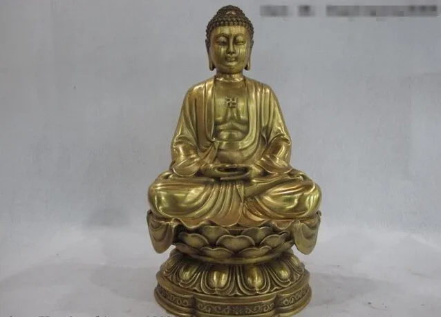 

13 China Buddhism Temple Brass Copper Tathagata Amitabha Sakyamuni Buddha Statue