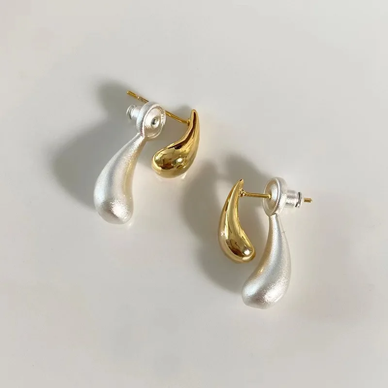 Two-color Water Drop 925 Silver Needle Earrings For Women Simple Personalized Stud Earrings  Valentine's Day Anniversary Gifts
