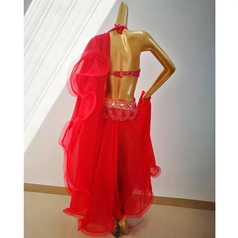 Women Halloween EDC Belly Dance Performance Costume 4pcs Set Bra Belt Skirt Top Quality New Showgirl Bellydance Clothes Adult