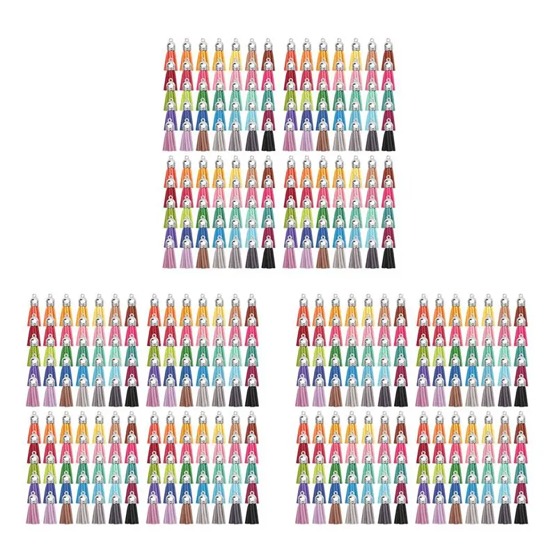 A67K-420Pcs Tassel Keychain Bulk Set For DIY Leather Pendants Keychain Acrylic Jewelry Accessories