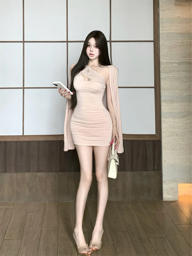 Zestaw damski Pure Desire Lace off-shoulder Dr Long Sve, nowa kolekcja jesień, elegancki komplet do pracy, dwuczęściowy.