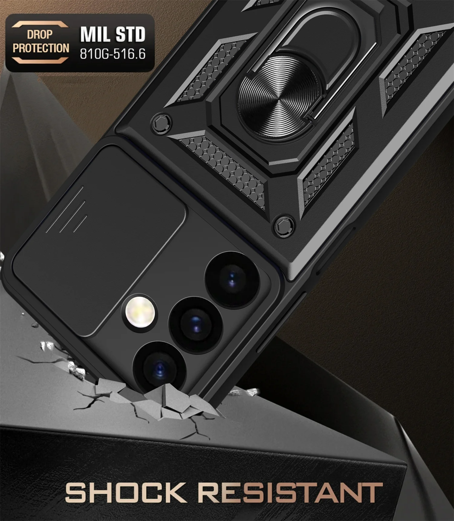 حافظة حماية للكاميرا مقاومة للصدمات لهاتف سامسونج S24 بلس، حامل مغناطيسي للسيارة، حامل حلقي، واقي كاميرا Galaxy S24 Plus