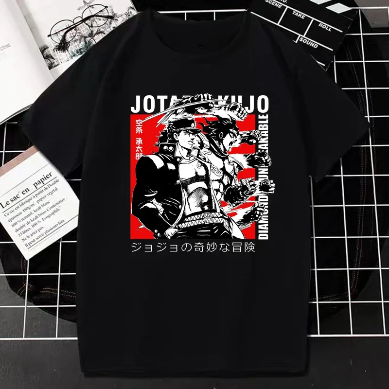 Men's Tshirt Vintage Anime Jojo Bizarre Adventure T Shirt Harajuku Streetwear Unisex T-shirt Hipster Casual Style Tees