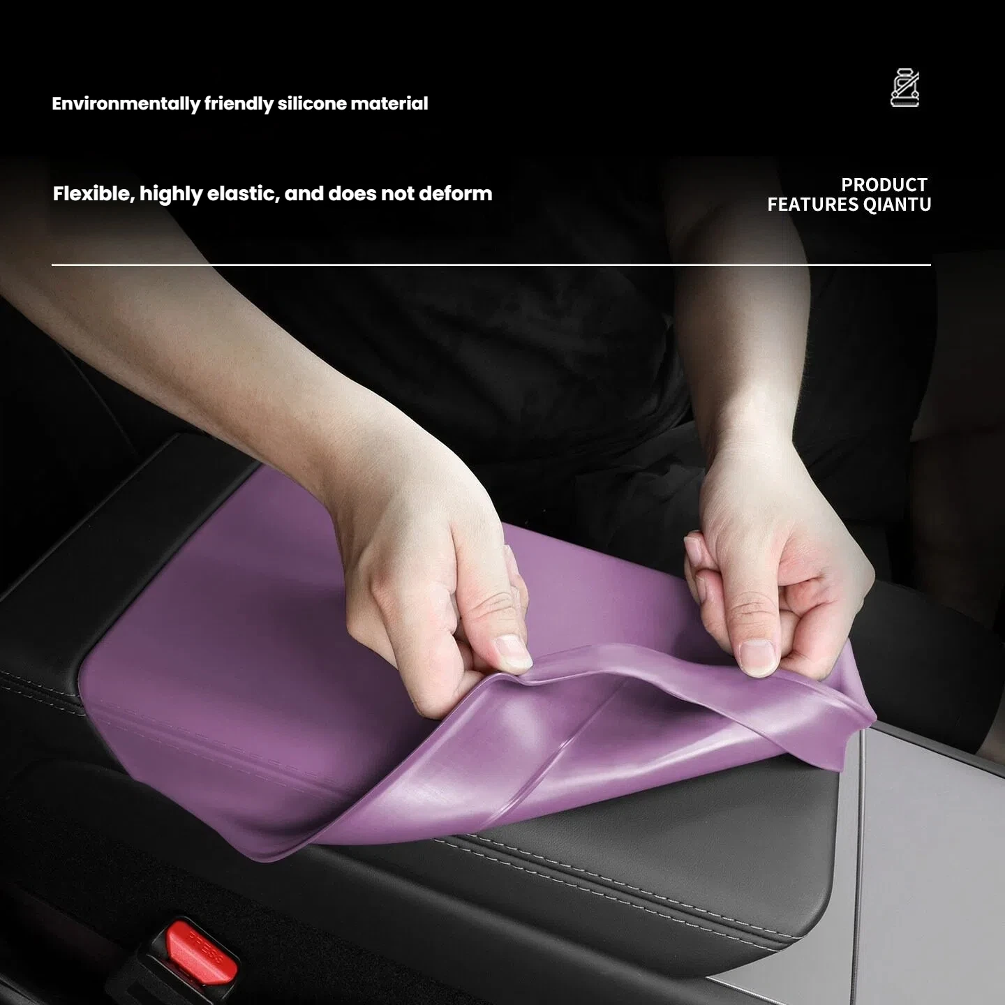 For Tesla Model Y/YL/3 Highland Center Console Wireless Charging Silicone Pad Cup Holder Mat Anti-slip purple style accessories view 4