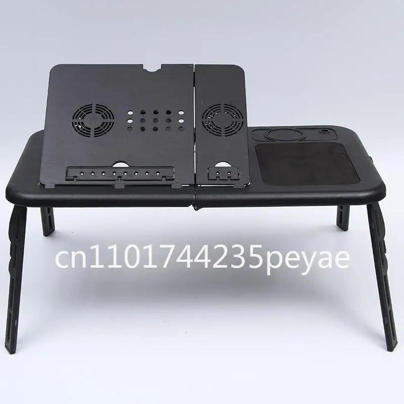 Portable Folding Adjustable Laptop Table Bed Table Tray USB Notebook PC Table Stand with 2 Cooling Fans Mouse Cup Holder
