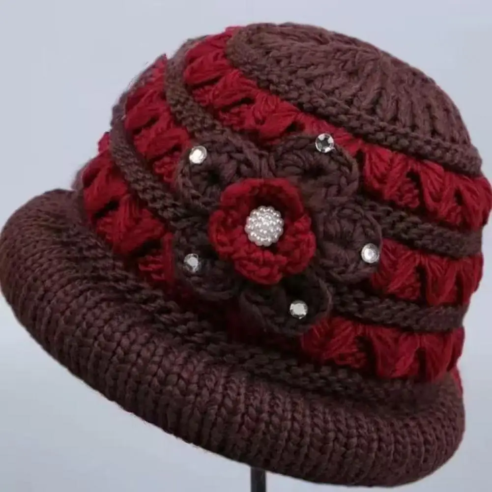 Elegant Autumn Winter Hat Ladies Bucket Hat Ladies Winter Bucket Hat with Bow Fleece Lined Plaid Cloche Warm Knit for Women