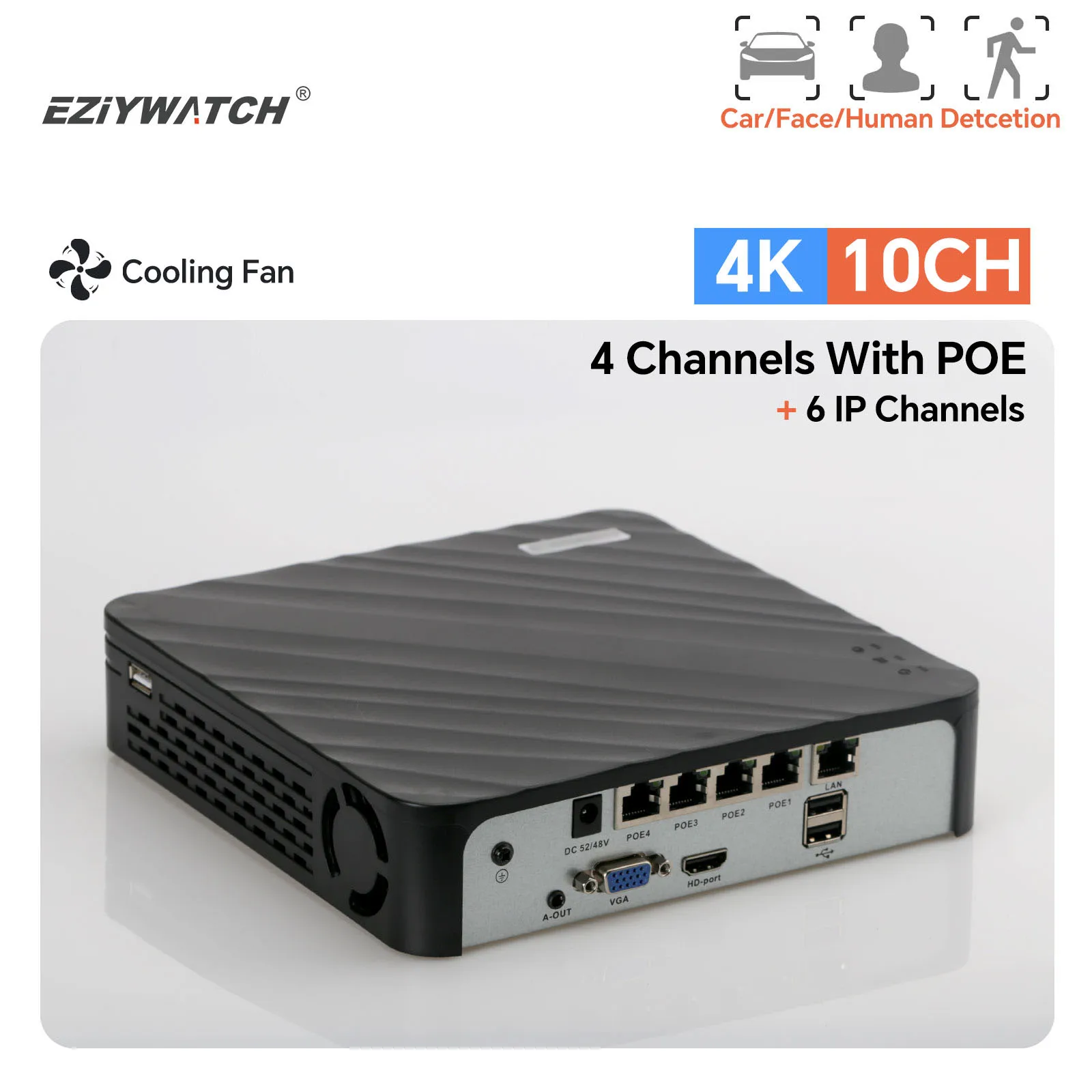 H.265 4K Nvr Poe 4ch Recorder Onvif Mini Nvr Recorder Face Recognition Cctv System Ip P2p Xmeye Nvr 4k for Ip Poe Cameras Xvr