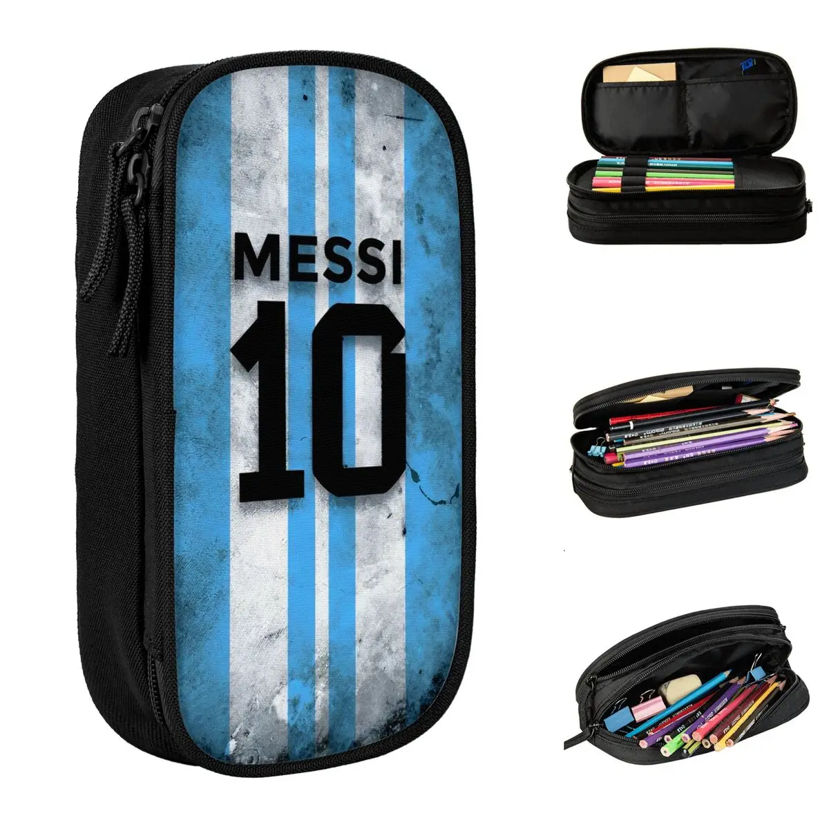 Fun Football 10 Pencil Case Lionel Messied Pencil Box Pen Box for Girls Boys Large Storage Bag Students School Gifts Stationery