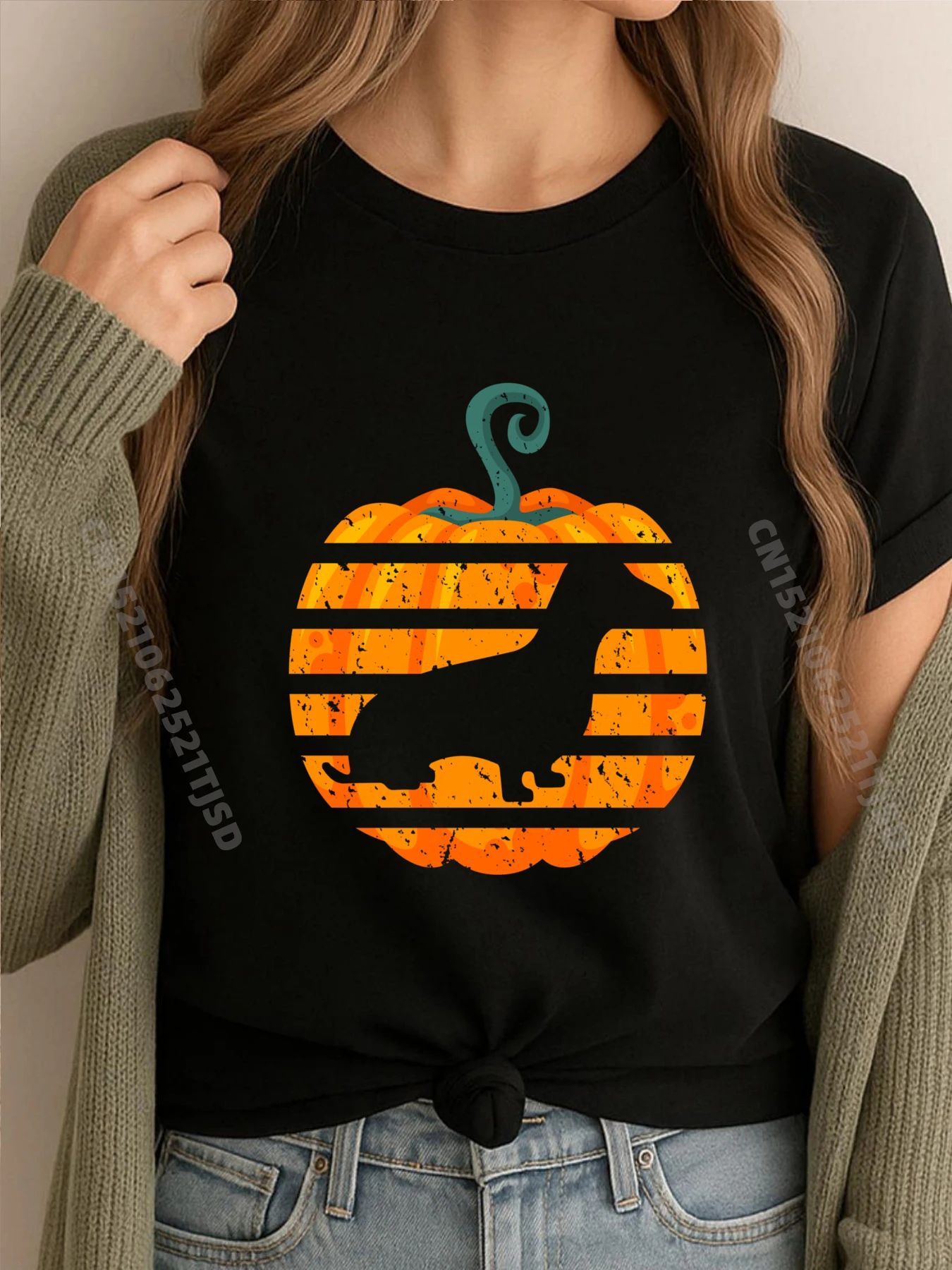 

Dachshund Pumpkin Halloween Vintage Luxury Clothing Camisetas Tshirt Washed