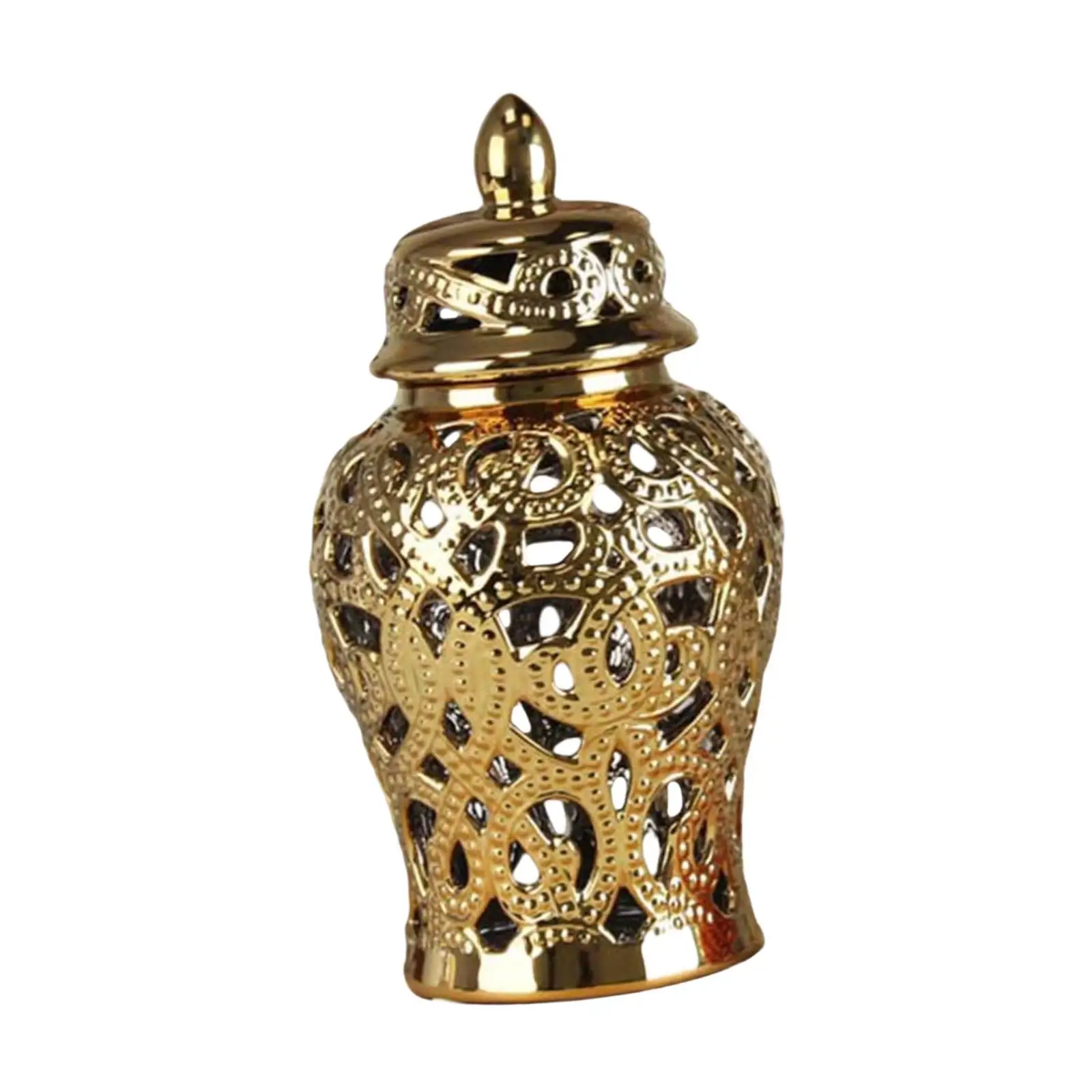 Porcelain Ginger Jar Decorative Jar Elegant Floral Arrangement Hollow Temple Jar for Mantel Party Indoor Shop Window Entrance