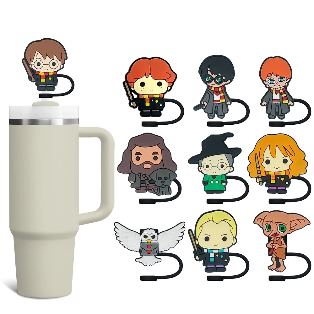 Tapa de cubierta de paja de la serie Harried de película clásica, tapón de paja ecológico de 10MM, accesorios para vasos para beber a prueba de salpicaduras, regalo de fiesta en casa