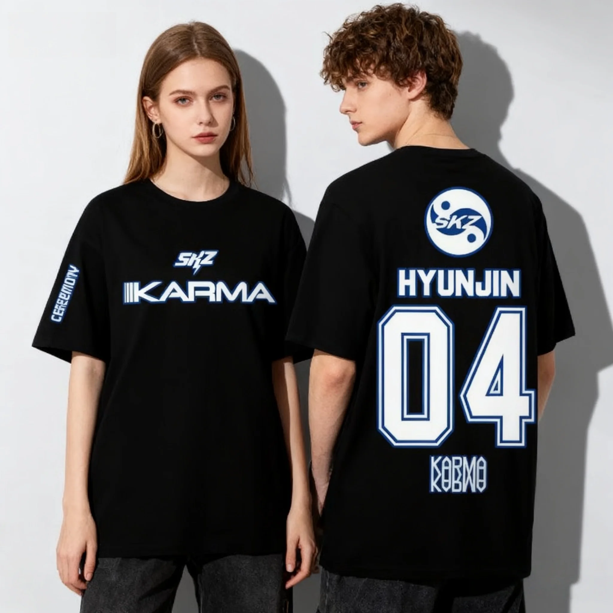 2025 جديد KPOP كارما تي شيرت كبير الحجم بأكمام قصيرة للرجال والنساء Harajuku تي شيرت بنمط جمالي عتيق ملابس الشارع