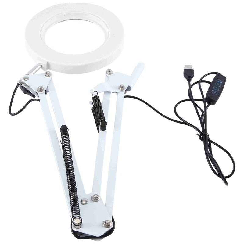 

Magnifying Lamp Metal Swing Arm Magnifier Lamp-10 Levels Brightness, 3 Color Modes 10X Magnification 4 Inch Diameter Lens