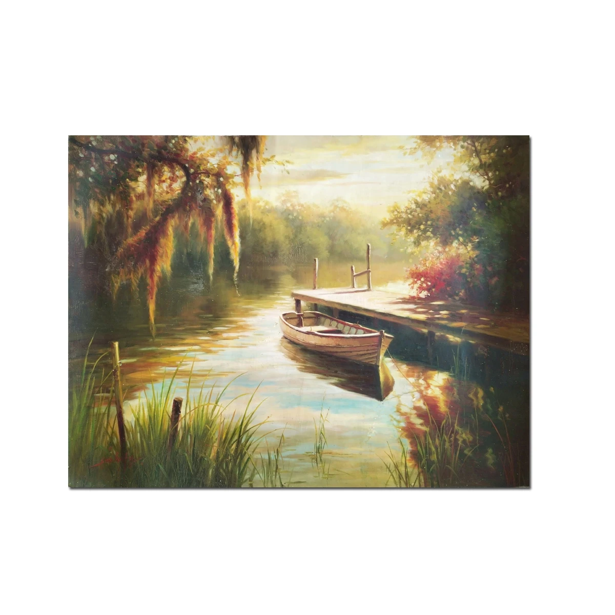 

High Quality Handpainted Classical Lake Boat Landscape IMPRESSIONISM Oil Painting Reproduction on Canvas Wall Art Home Decor