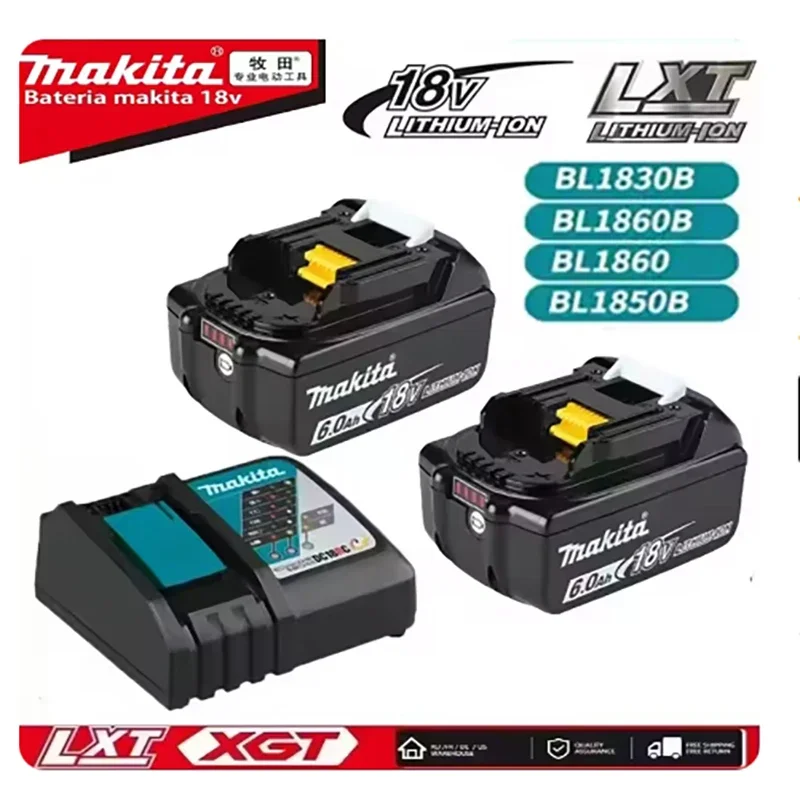 

100% Original Makita Battery 6Ah/5Ah/3Ah for Makita 18V BL1830B BL1850B BL1850 BL1840 BL1860 BL1815 Replacement Lithium Battery