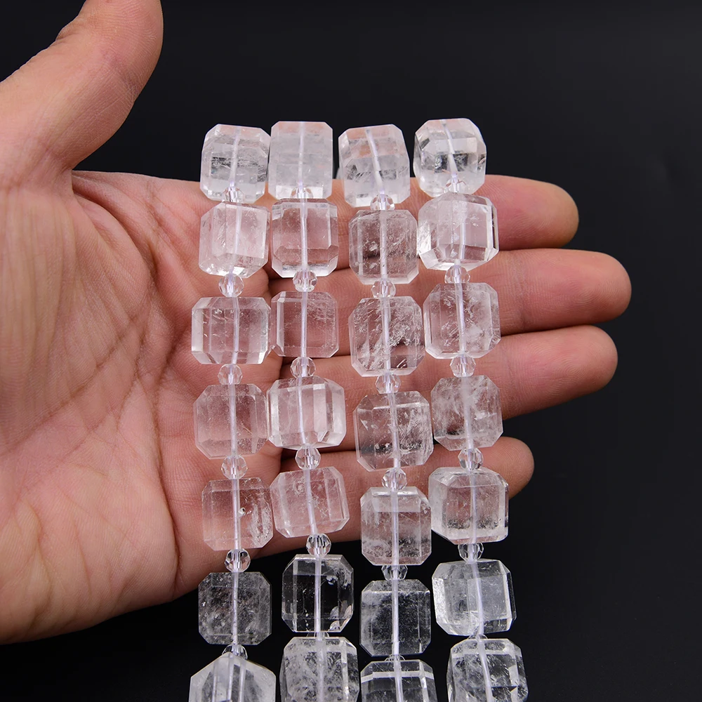APDGG Natural Clear Quartz Rock Crystal  Cutting Cube Nugget Loose Beads 15.5'' Strand Jewelry Making DIY