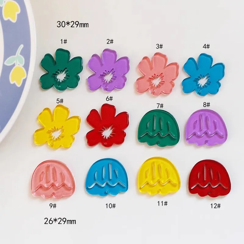 10pcs Transparent Acrylic Pendant Charms Flower Hollow Jewelry Pendant Diy Jewelry Making Findings Handmade Necklace Earrings