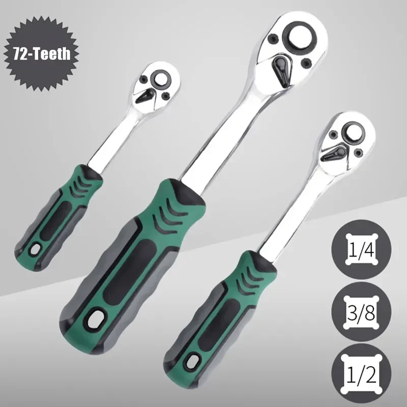 

1/3PCS Ratchet Handle Wrench 1/4" 3/8" 1/2" 72 Teeth Telescopic Socket Wrench Adjustable Torque Non-slip Spanner Car Repair Tool