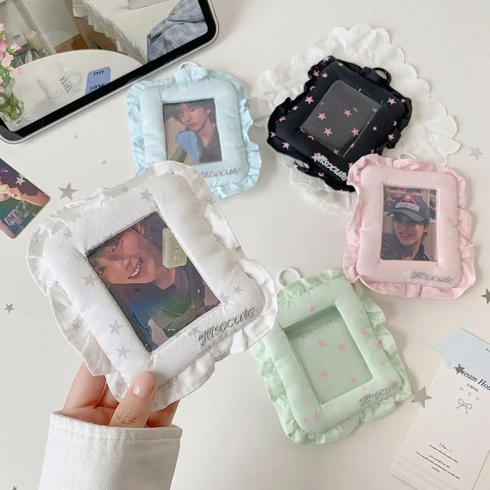 Lace Pillow Photocard Holder Hanging with Keychain Card Protective Case 3 Inch Display Protector Photo Card Sleeve