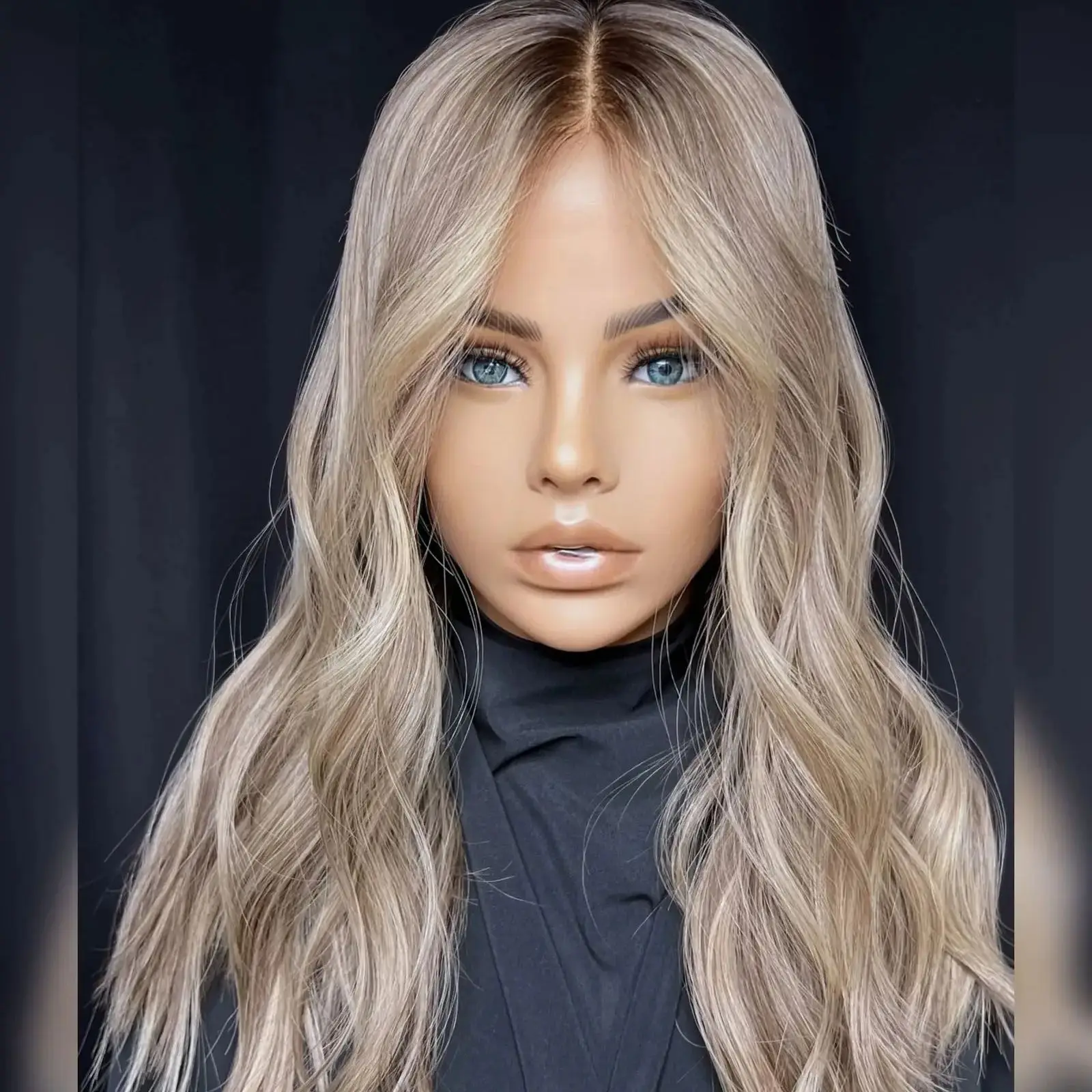 Ombre Ash Blonde Wig Soft Natural Synthetic Lace Front Wig Natural Preplucked Hairline Party Wigs Original Factory Cheap Wigs