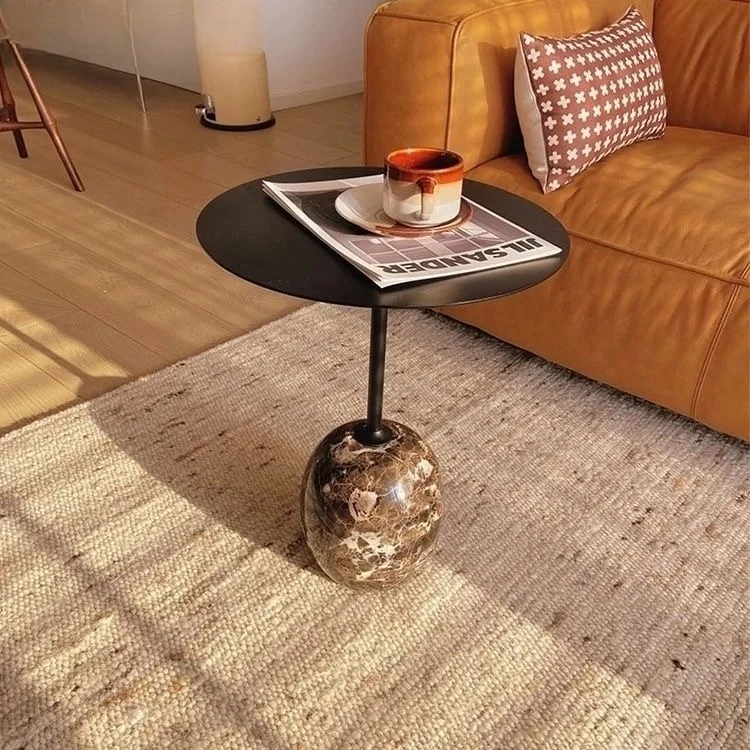 Nordic Metal Coffee Table Living Room Sofa Side Table Simple Marble Leisure Corner Tables Home Bedroom Bedside Round Tables