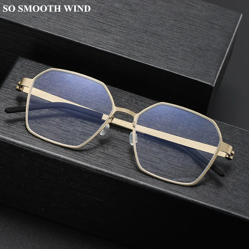 

Denmark Brand Titanium Glasses Frame 9624 Ultralight Men Screwless Prescription Eyeglasses Women Myopia Optical Read Spectacles