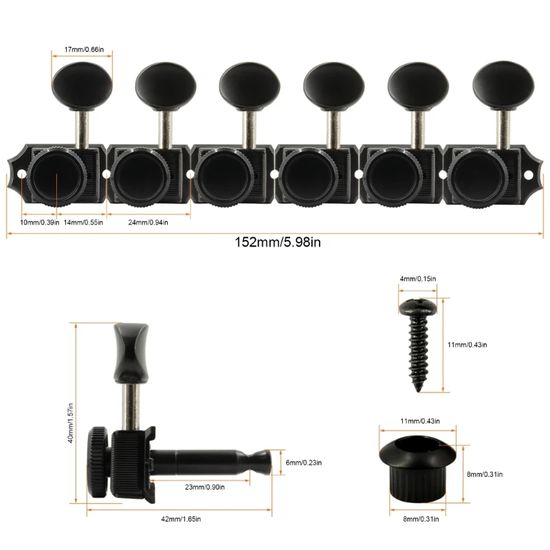 6 inline Vintage Guitar Locking Tuners Lock String Tunings Key Pegs Machine Head Left Hand Guitar Tuners DropShipping