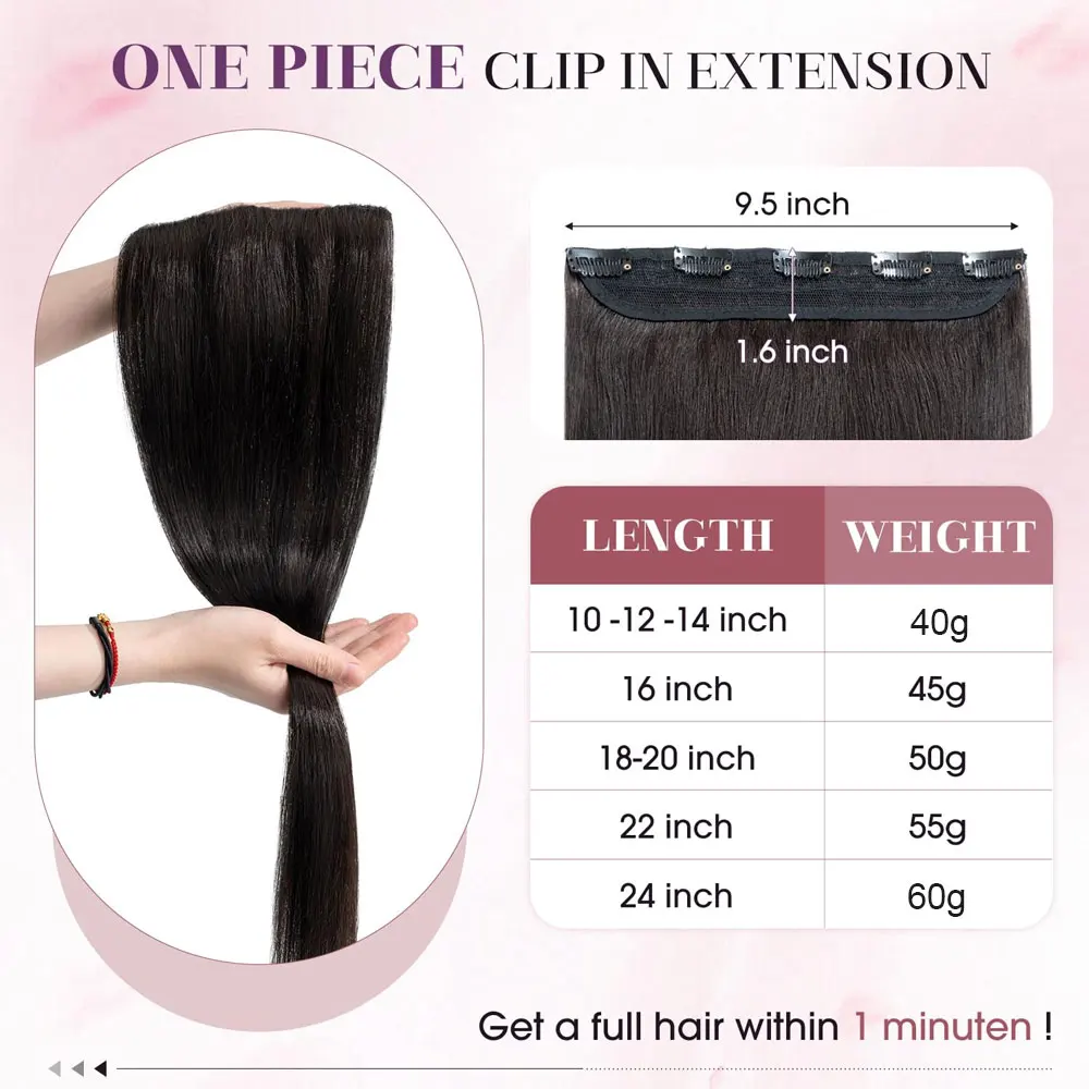 Rich Choices One Piece Hair Extensions Clip in Human Hair 3/4 Full Head Clip In Hair Extension for Women Adding Hair Volume