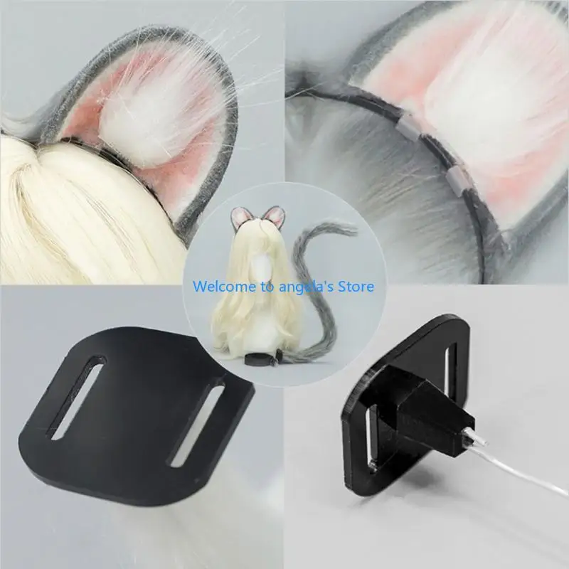 X4YC Chuột Trang Phục Chuột Đầu Đuôi Chuột Lông Thú Giả Đuôi Thú Dây Đeo Đầu