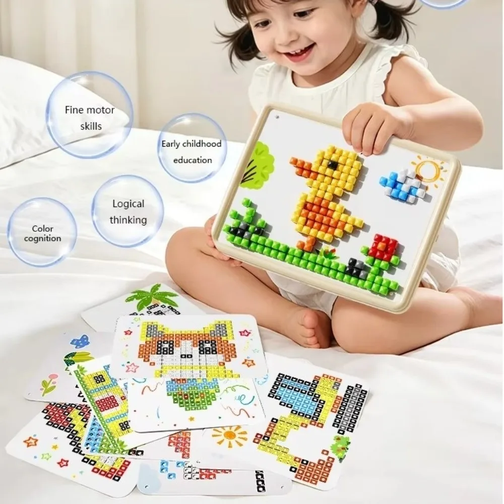 Concentration Training Mushroom Nail Puzzle Sensory Early Motor Skills Development Peg Puzzle Board Game Educational Color Beads