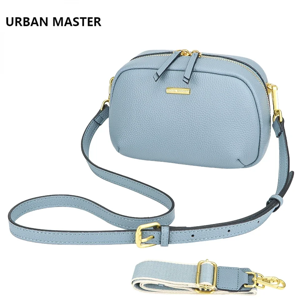 URBAN MASTER tas selempang wanita, dompet bahu mewah kulit asli dengan tali bahu ganda 1670