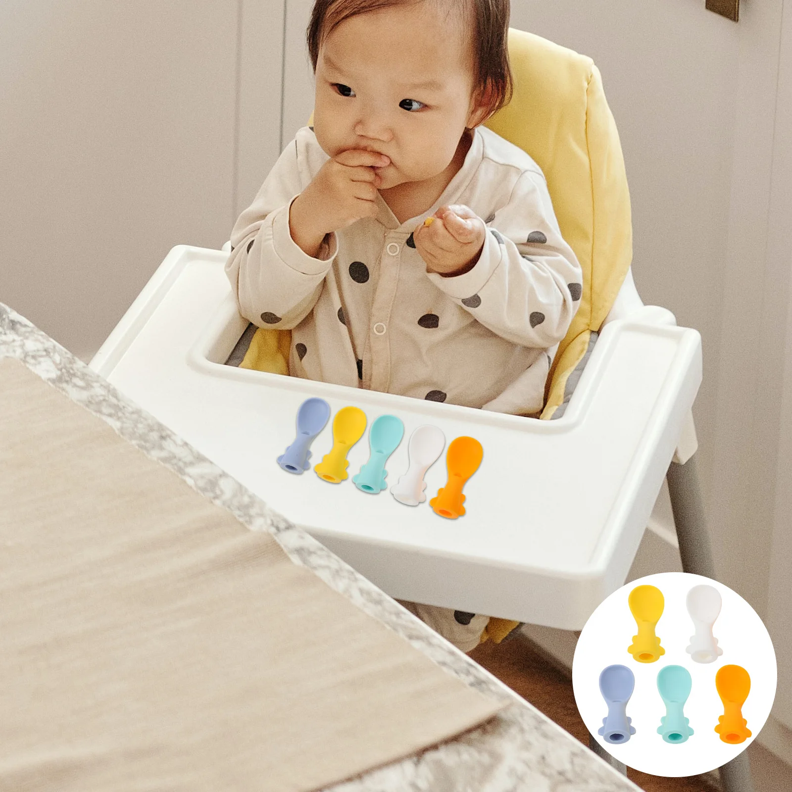 

5pcs Baby Spoon Case Portable Silicone Storage For Squeeze Feeding Spoons Travel Utensil Organizer Infant Feeding Essentials
