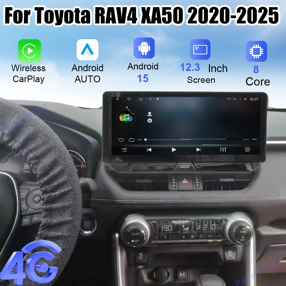 Android 15 Car Radio For Toyota RAV4 XA50 2020-2025 Intelligent Systems 2din Wireless Carplay GPS Navigation Head Unit DSP 4G FM
