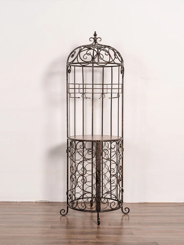 

American Retro Wine Rack European-Style Iron Wine Rack Creative Bird Cage Rack Floor Shelf