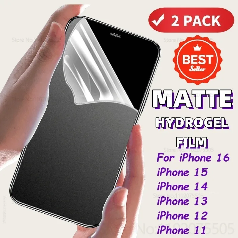 

2Pack Matter Anti-Fingerprint Soft Hydrogel Film for IPhone 14/15/16 Pro Max 13/12 Mini 11Pro Easy Installation Screen Protector