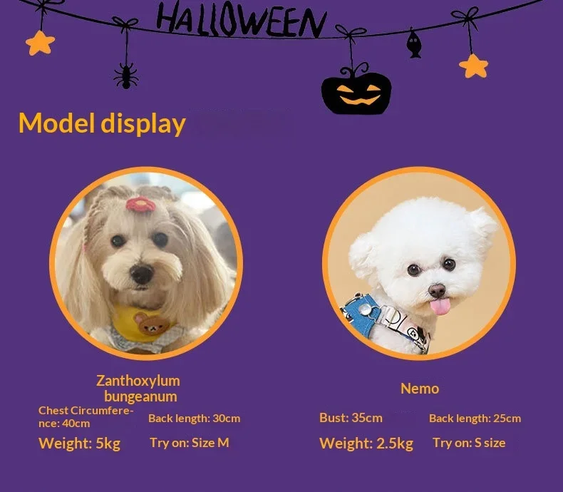 Verstellbares, waschbares Halloween-Kürbis-Overall-Kostüm für kleine Hunde und Katzen, lustiges & gruseliges Trick-or-Treat-Outfit – Detail 7