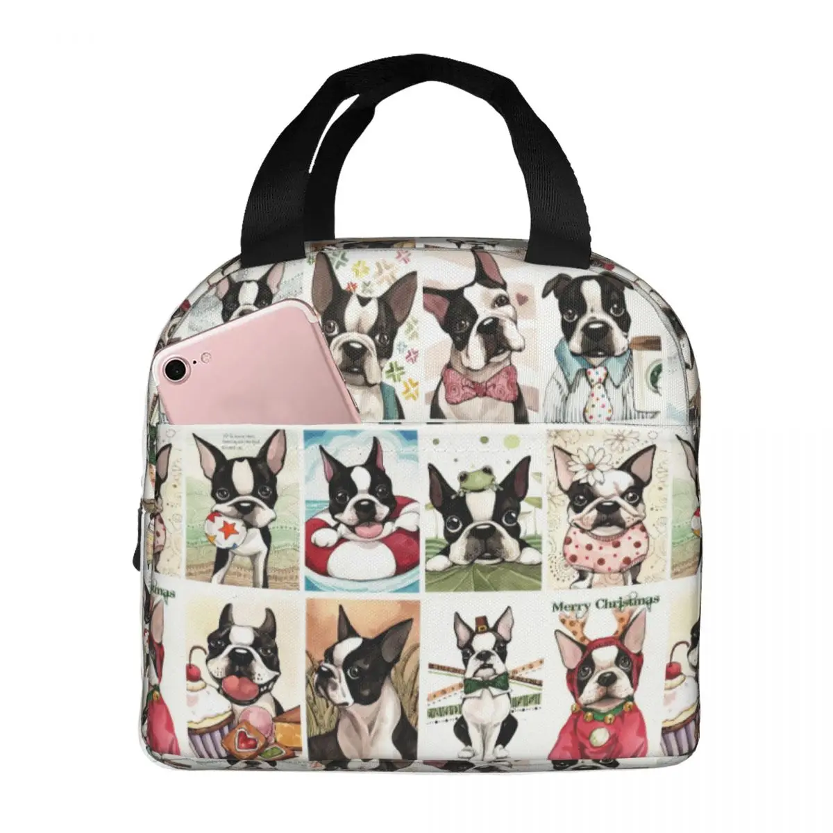 

Boston Terrier Lunch Bag Women Insulated Kawaii Portable Reusable Waterproof Cute Lunch Bags for Women